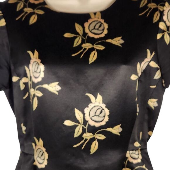 Jill Stuart Dress Silk Satin Mini Floral Black Coquette‎ Fit Flare Preppy 8 - Picture 8 of 8